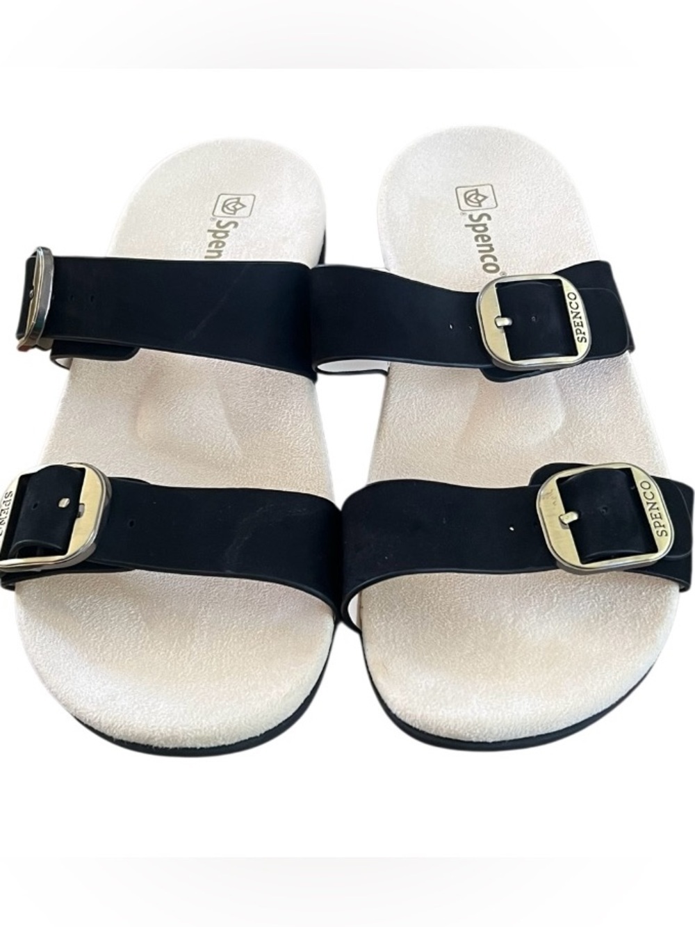 SPENCO - ARCH SUPPORTS Women’s Black Double Buckle Comfort Sandals